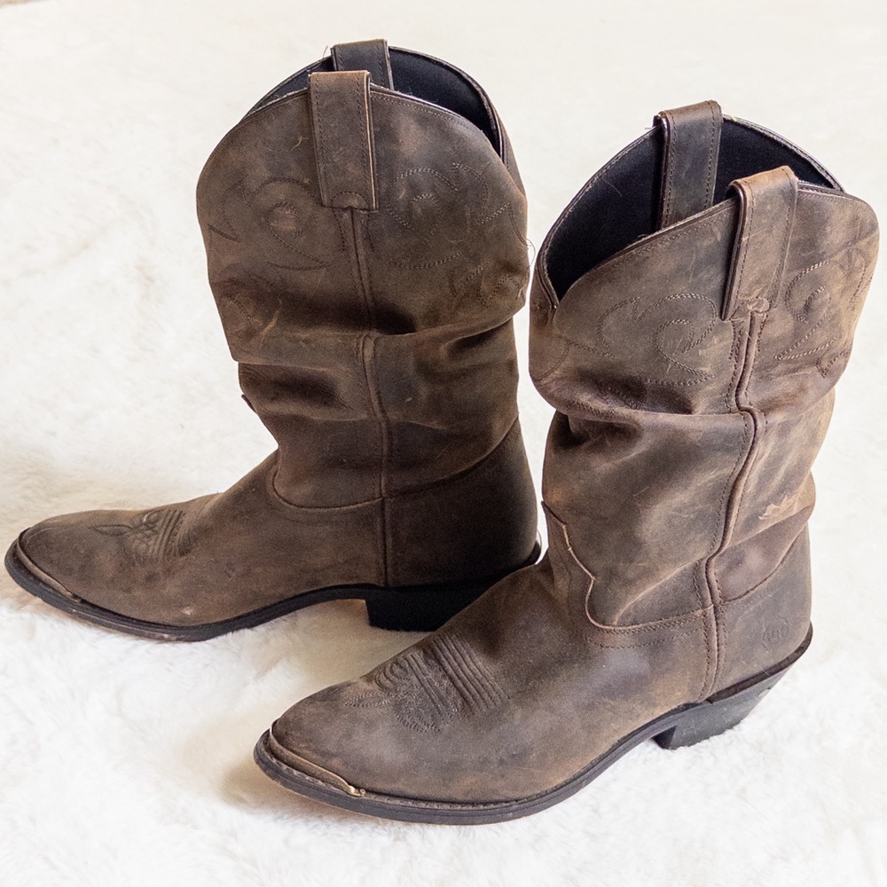 Double H Brown Leather Cowboy Boots - Picture 5 of 10
